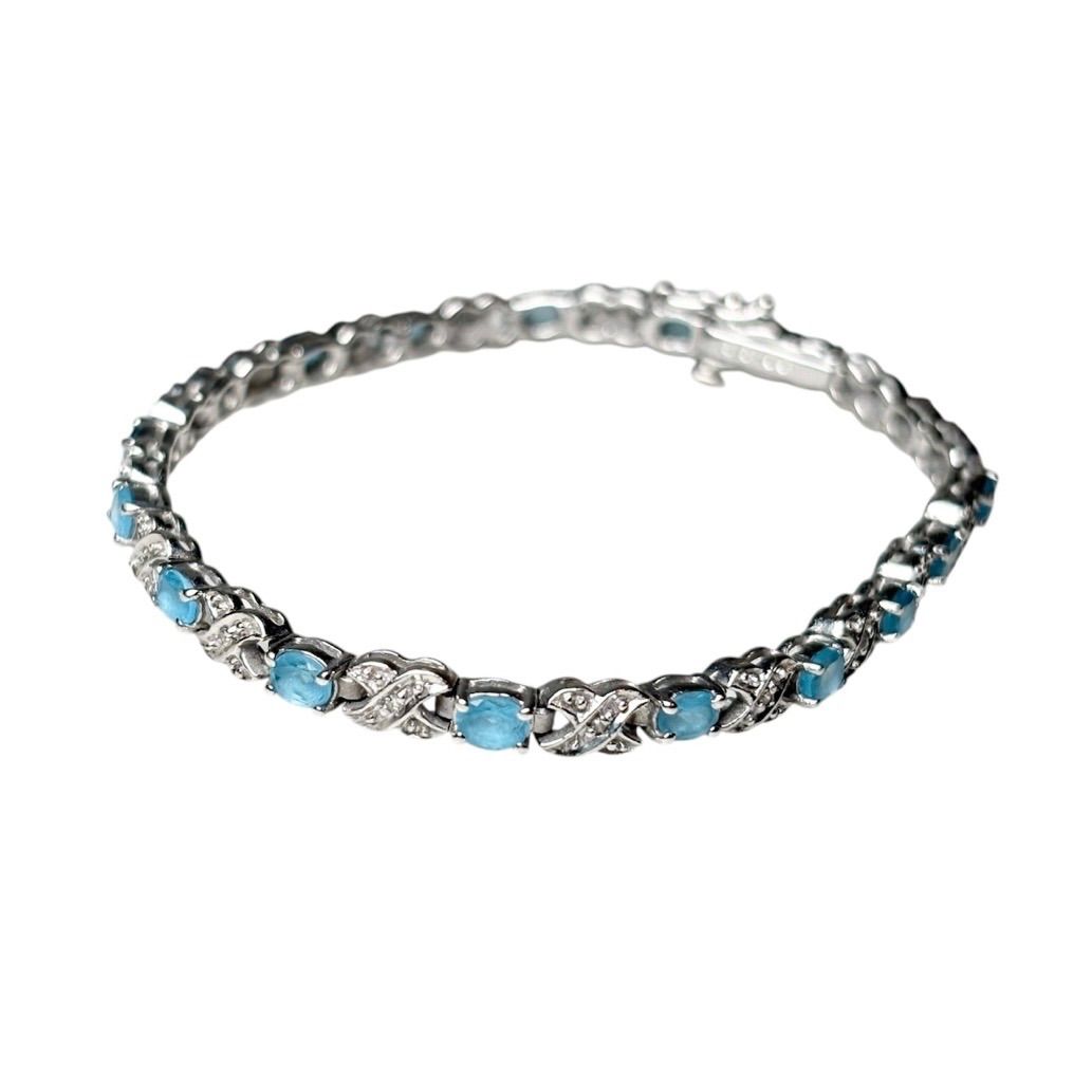 vintage 9ct gold topaz & diamond bracelet