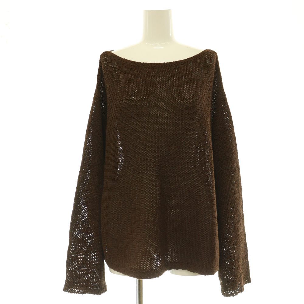 プラージュ Plage 26SS linen mix loose プルオーバー ニット ボートネック ブラウン /MY ■OS 7,031円