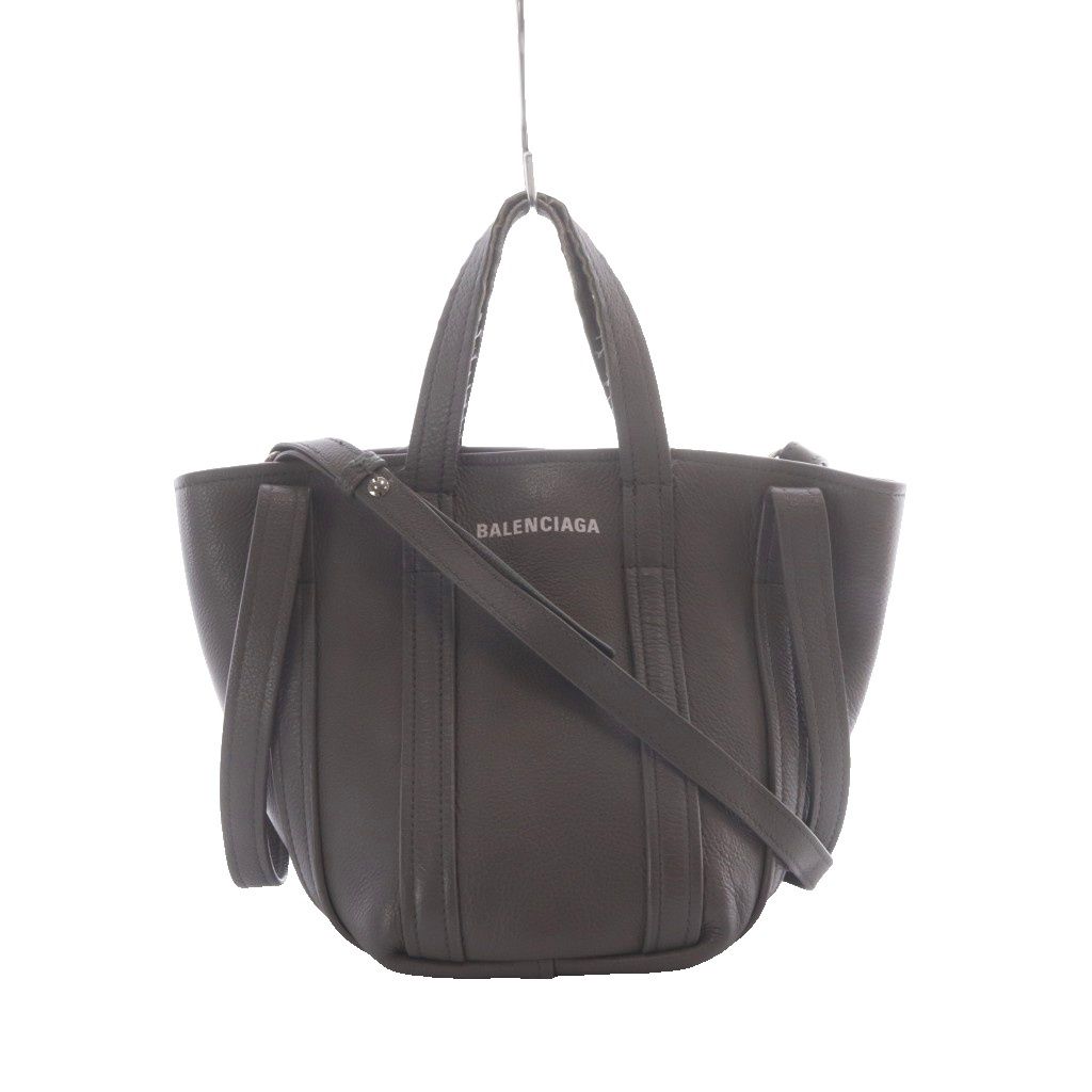 バレンシアガ BALENCIAGA エブリデイXS ノースサウス バッグ ハンドバッグ ショルダーバッグ 2way グレー ロゴプリント レザー 672793 /RI ■OS ■OH