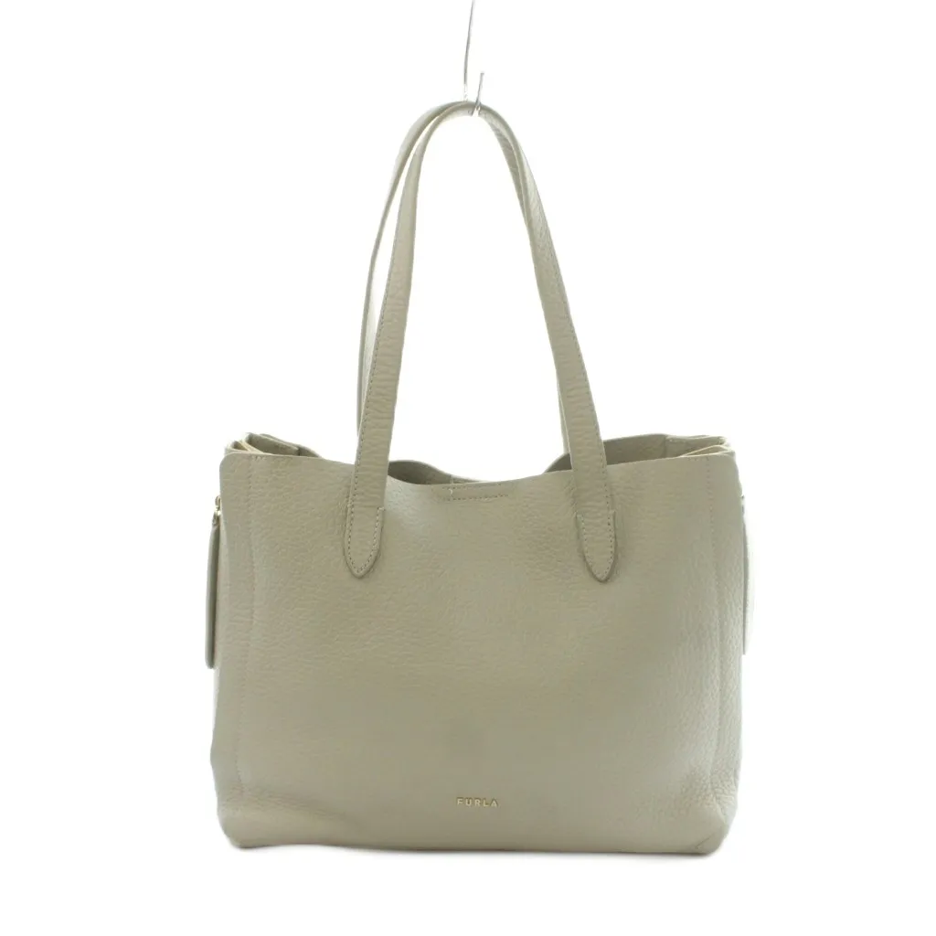 フルラ FURLA トートバッグ レザー ライトグレー /MI □OS(やや傷や 