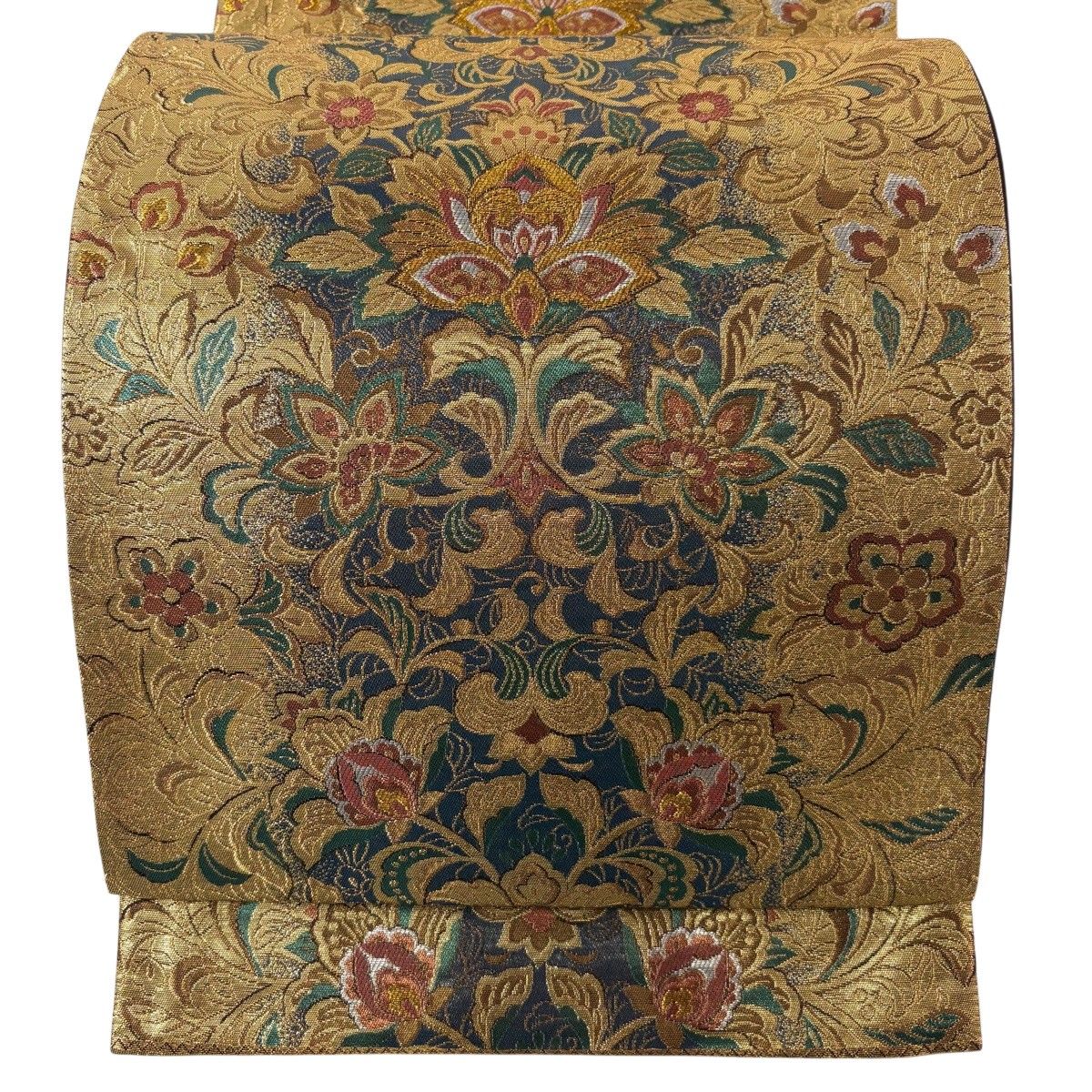 【美品】 袋帯 秀品 関西仕立て 華文 草花 金糸 箔 金色 六通 正絹 【中古】 6,512円