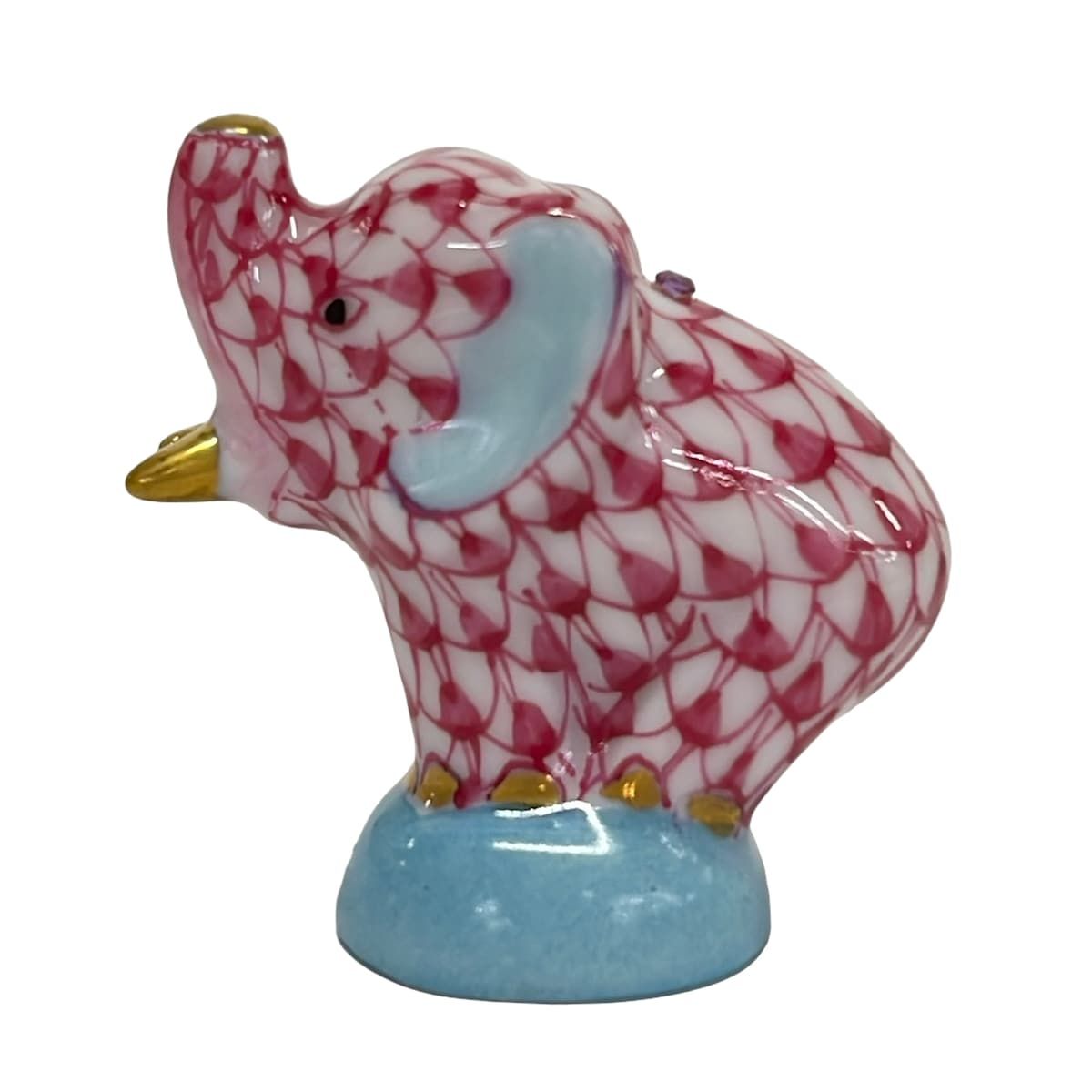 Herend(ヘレンド) 小物新品同様 - ピンク×白 置物/ゾウ