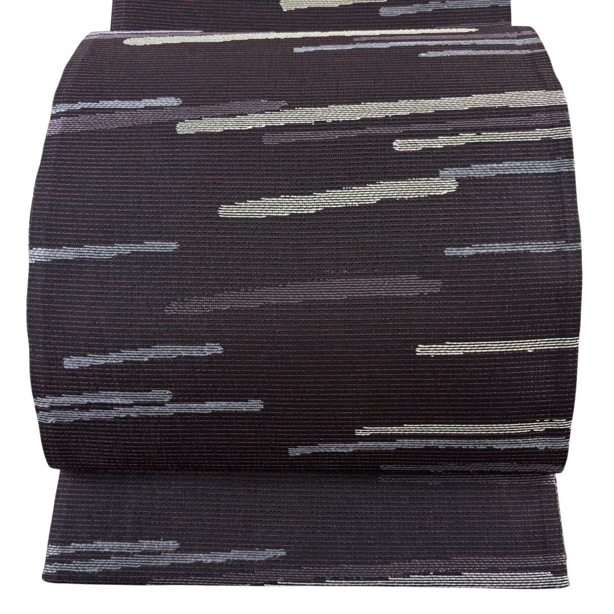 【美品】 袋帯 秀品 縞 赤紫 六通 正絹 【中古】