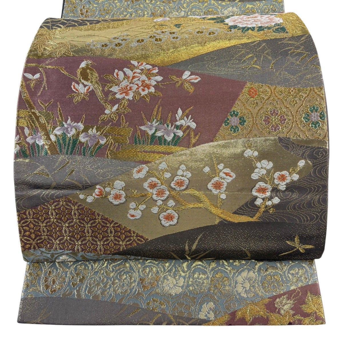 【美品】 袋帯 秀品 花鳥 華文 金糸 箔 灰紫 六通 正絹 【中古】 6,864円