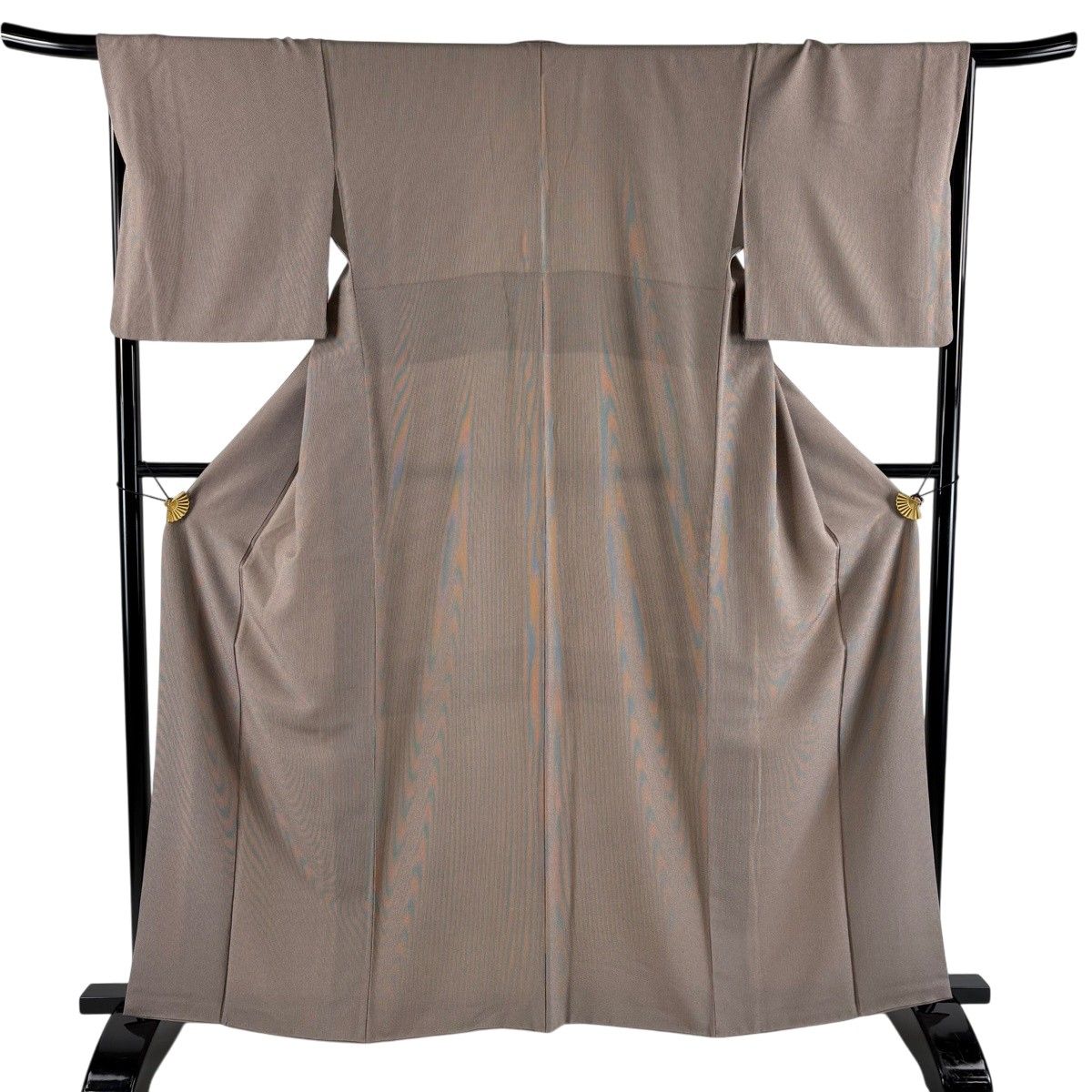 【美品】 江戸小紋 身丈162cm 裄丈67.5cm L 袷 万筋 茶紫 正絹 秀品 【中古】