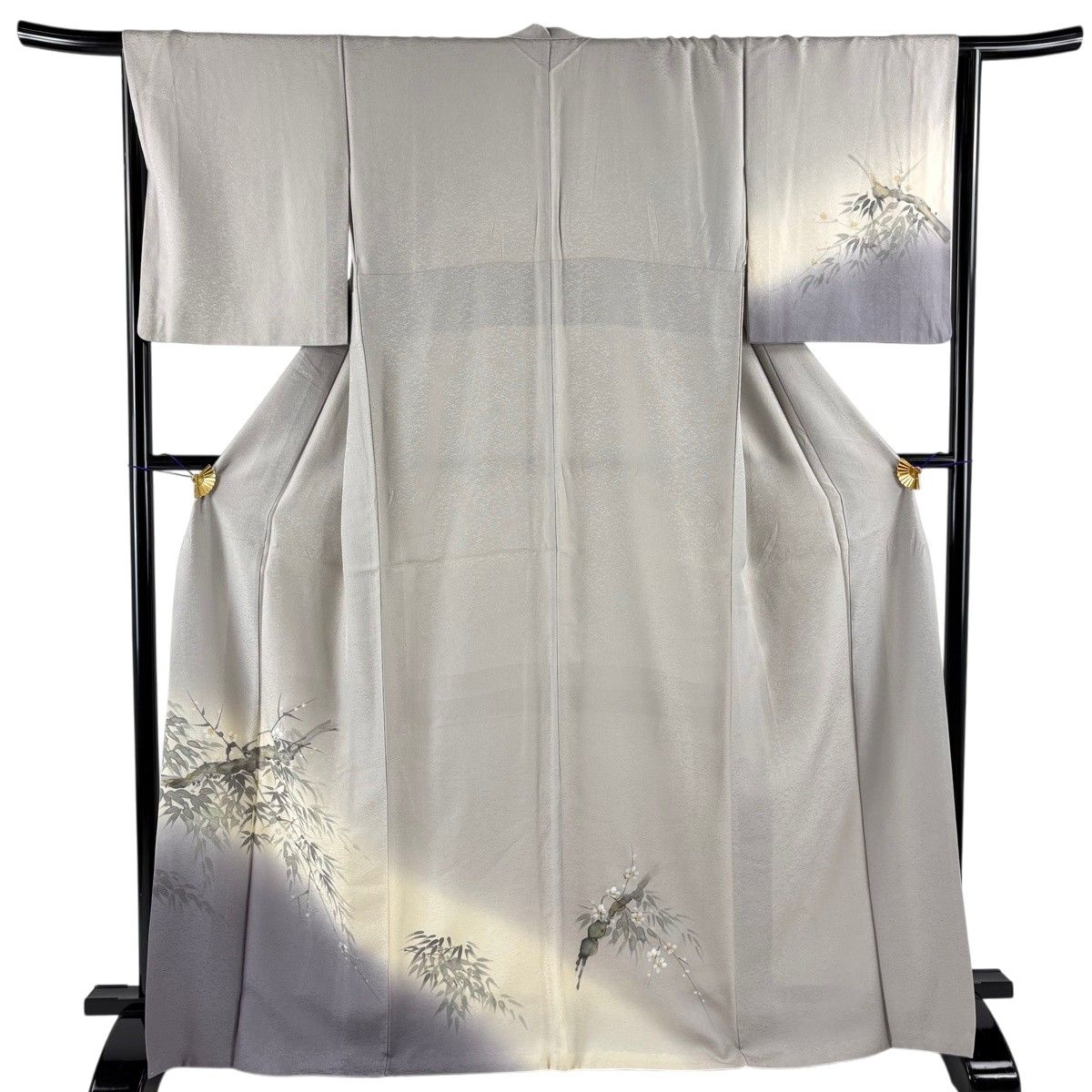【美品】 付下げ 身丈167.5cm 裄丈65.5cm M 袷 梅 笹 灰色 正絹 秀品 【中古】 6,424円