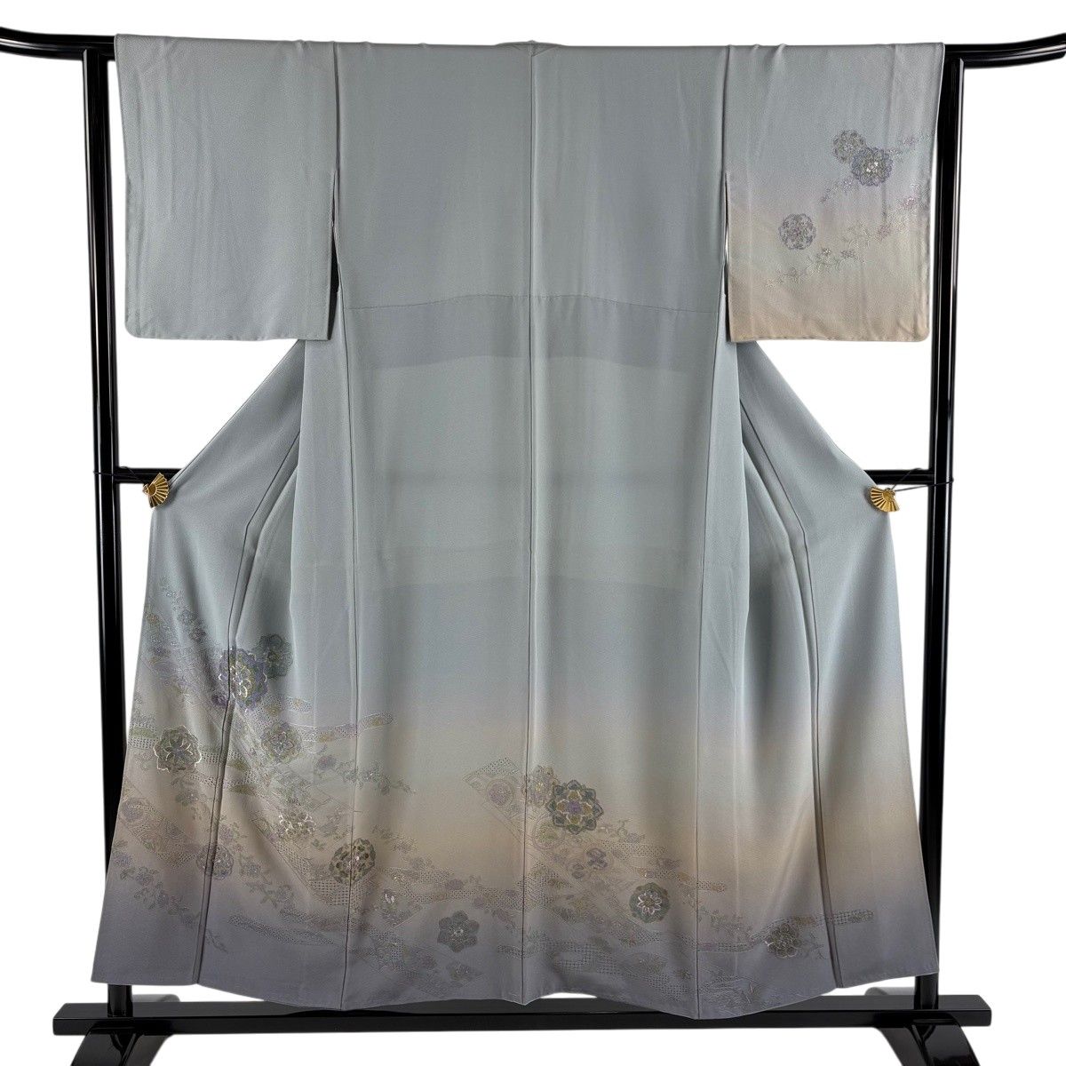 訪問着 身丈154cm 裄丈62cm S 袷 華文 ヱ霞 金糸 刺繍 青灰色 正絹 秀品 【中古】 7,040円