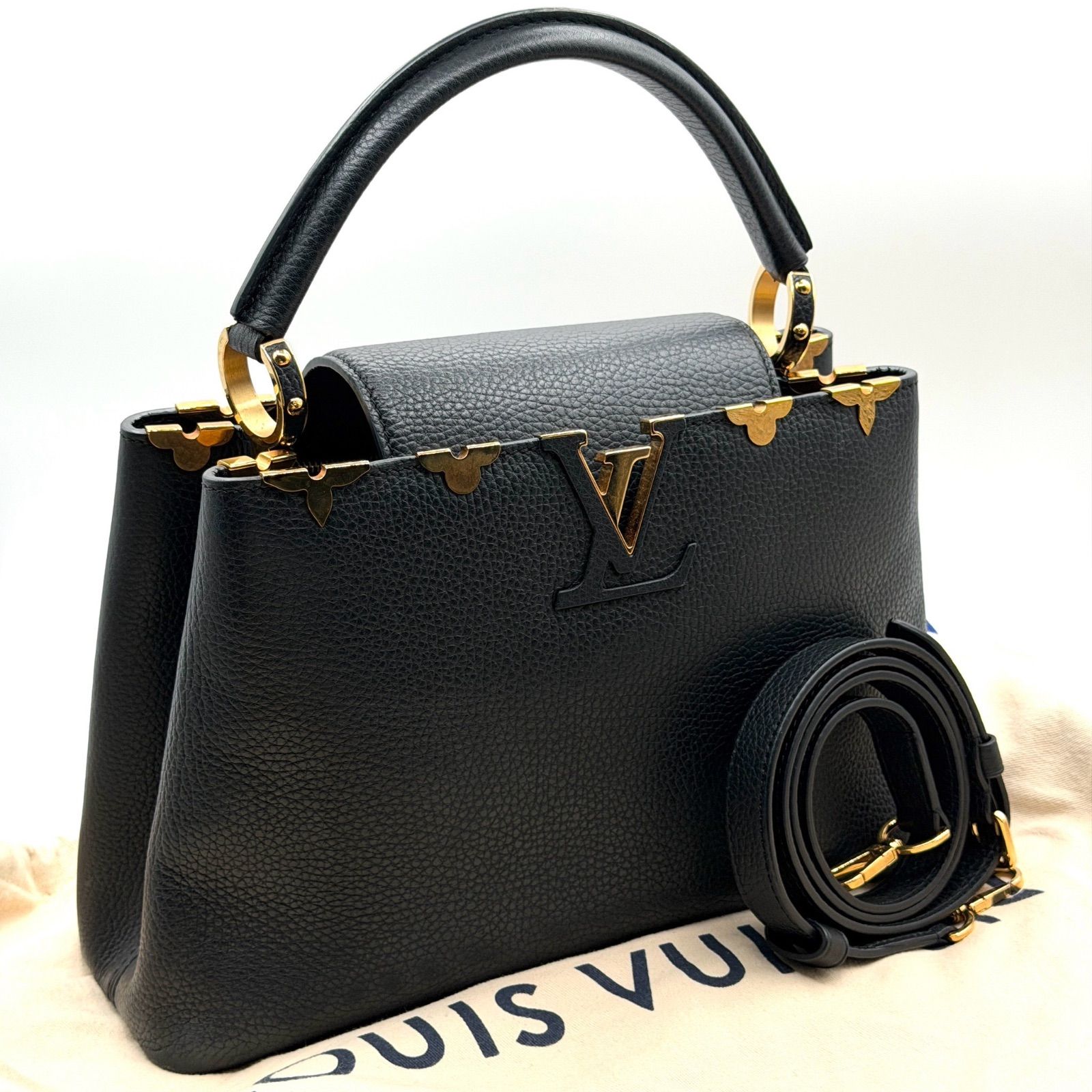レア物 LOUIS VUITTON ルイヴィトン ハンドバッグ カプシーヌ MM トリヨンレザー フラワー 2WAY 214,000円