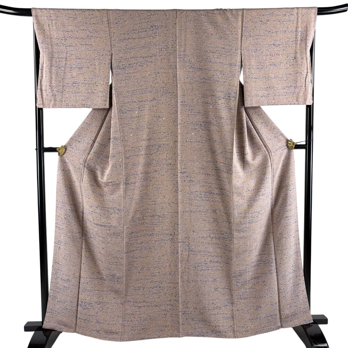 【美品】 小紋 身丈163cm 裄丈67cm M 袷 幾何学 地紋 灰紫 正絹 秀品 【中古】