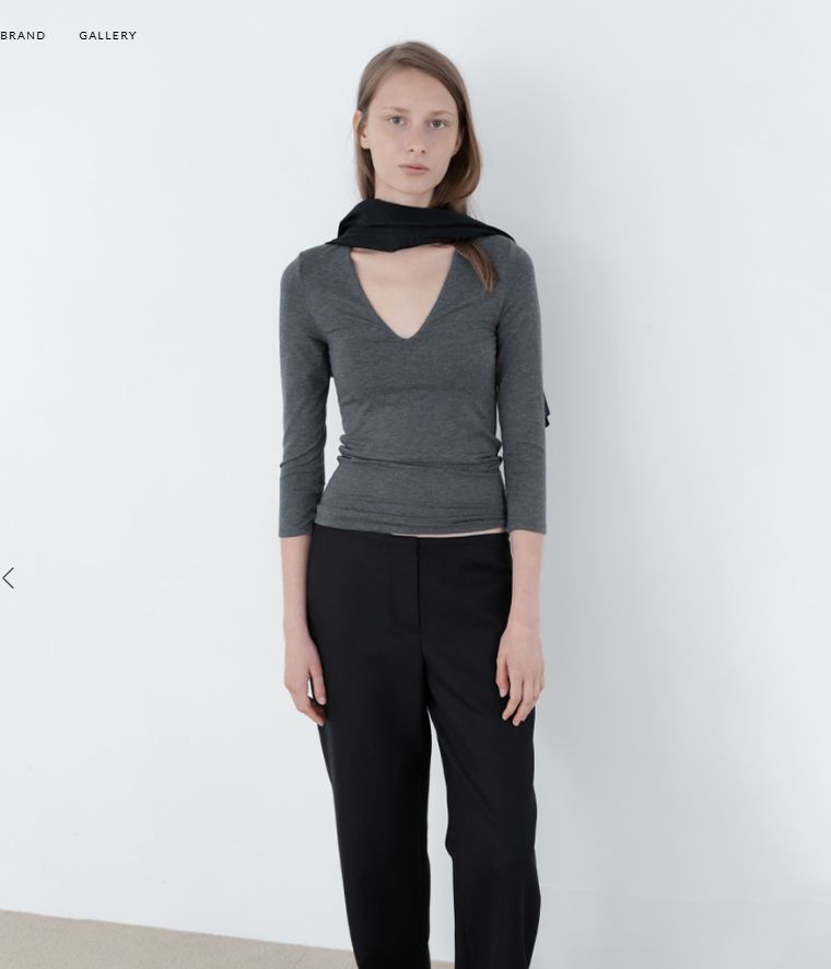 新品)Ehre エレ BASIC V-NECK TOP ダークグレー 36