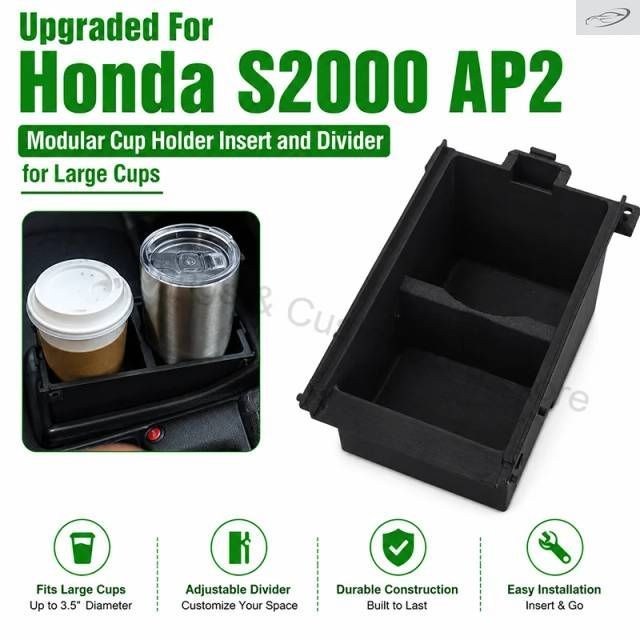 ホンダS2000 AP2センターコンソールdモジュラーカップホルダーインサート（仕切り付き）、大型トラベルカップインテリア改造パーツ 8,976円