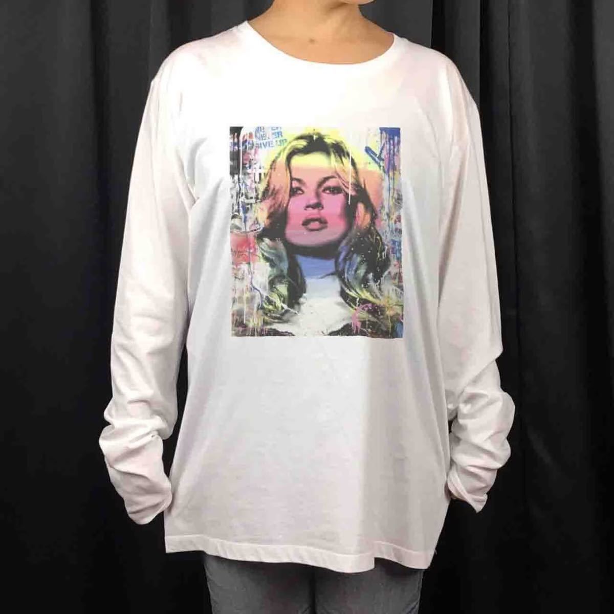 オリジナル ロンT ミスターブレインウォッシュ ケイトモス グラフィティ ロンT S M L XL タイト ジャスト 大きい ビッグ オーバーサイズ メンズ レディース ユニセックス ピンククリーム 6,600円