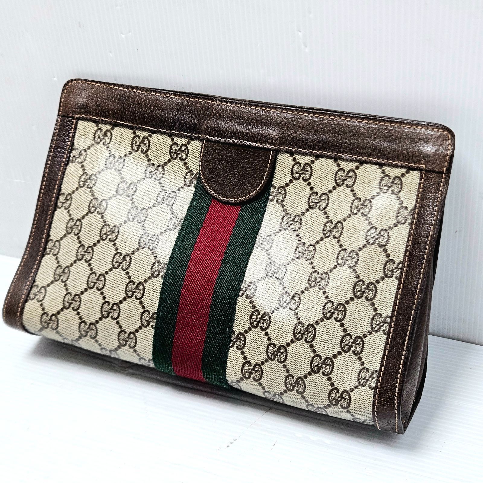 【現状品】GUCCI オールドグッチ GGスプリーム シェリーライン クラッチバッグ