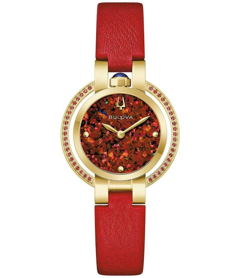 ブロバ レディース アクセサリー 腕時計 レザー Bulova Womens Rubiyat Two Hand Leather Strap Watch Red レッド