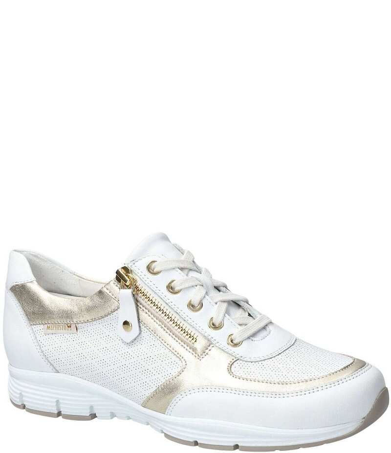メフィスト レディース シューズ スニーカー オックスフォード Mephisto Ylona Perforated Side Zip Oxford Sneakers White ホワイト