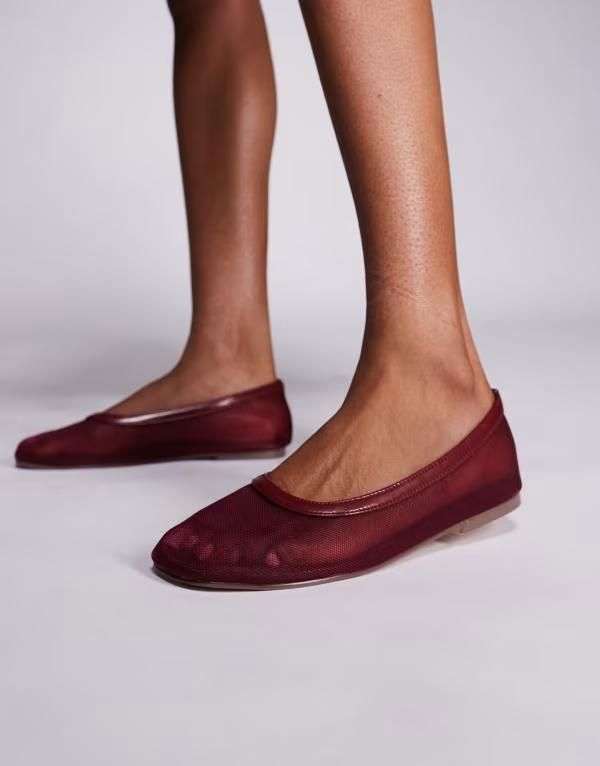 シミ レディース シューズ パンプス メッシュ SIMMI Shoesimmi London Luanne mesh ballerina flats BURGUNDY MESH バーガンディ