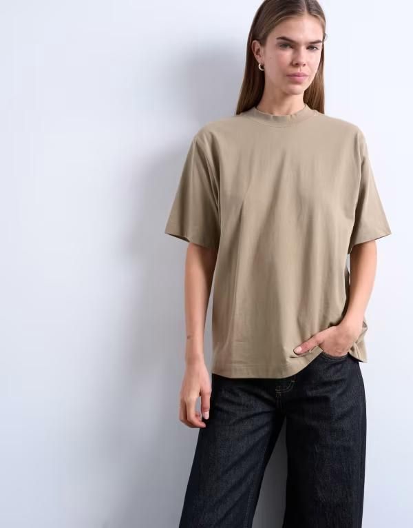 トップショップ レディース トップス Tシャツ Topshopremium basicshort sleeve tee in taupe トープ 7,205円