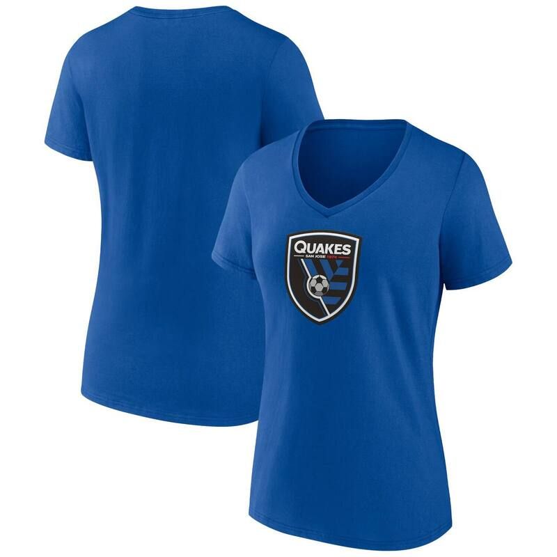 ファナティクス メンズ トップス Tシャツ Vネック ロゴ Womens Fanatics Blue San Josearthquakes Logo VNeck TShirt Sje Blue ブルー