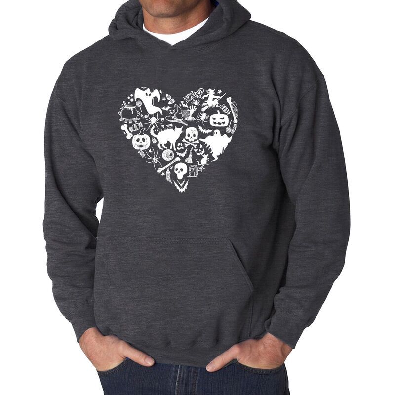 エルエーポップアート メンズ トップス Tシャツ スウェット LA Pop Art Halloween Heart Mens Word Art Hooded Sweatshirt Grey グレー