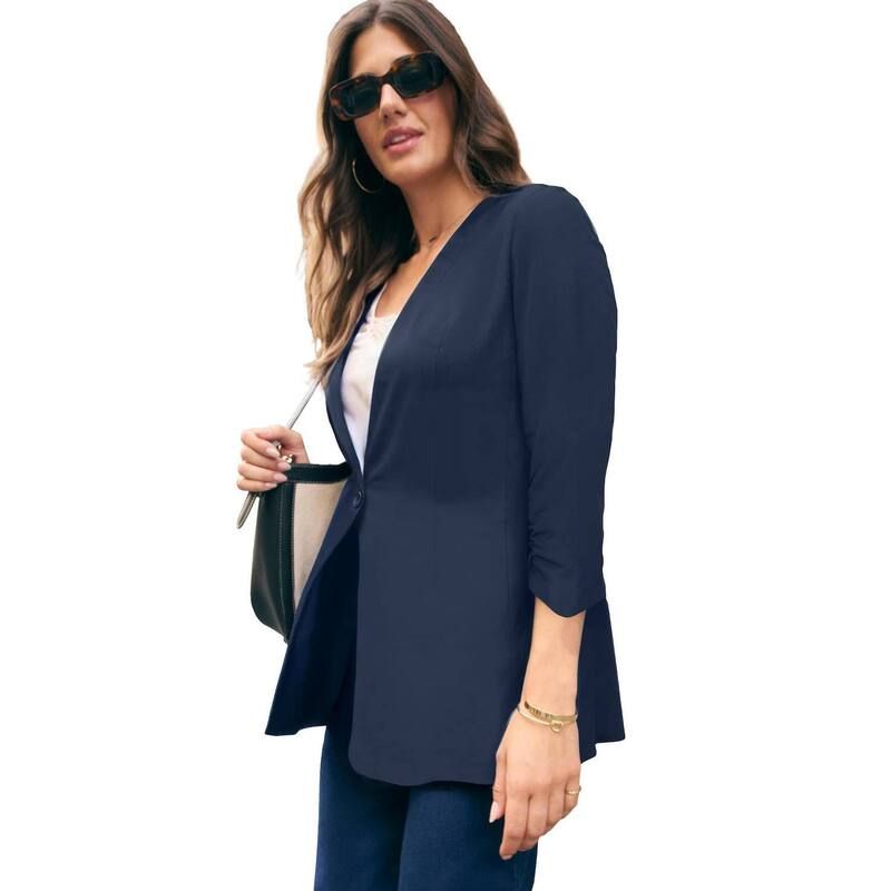 ロアマンズ レディース アウター ジャケット・ブルゾン プラスサイズ ブレザー Roamans Womens Plusize BiStretch Blazer Navy ネイビー