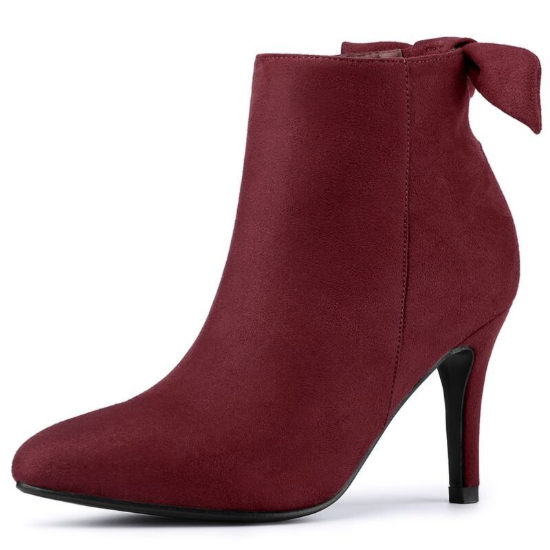 アレグラ ケー レディース シューズ ブーツ・レインブーツ アンクル ヒール ALLEGRA K Womens Pointed Toe Stiletto Heel Ankle Boots Burgun
