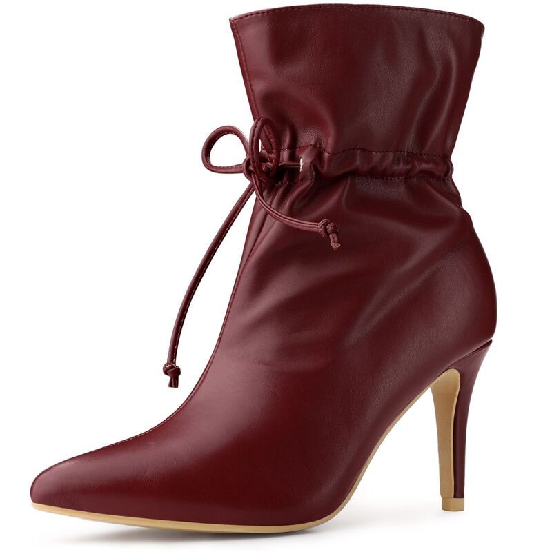 アレグラ ケー レディース シューズ ブーツ・レインブーツ アンクル ヒール ALLEGRA K Womens Pointed Toe Drawstring Pull on Stiletto Heel