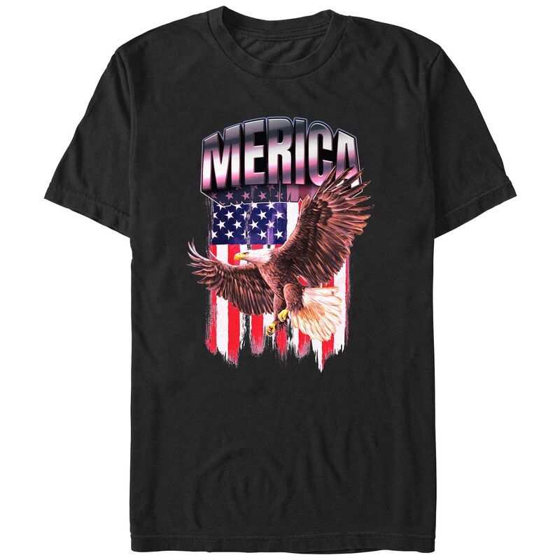 アンブランデッド メンズ トップス Tシャツ トール グラフィック Unbranded Big Tall Miscellaneous Merica Eagle Flagraphic Tee Black