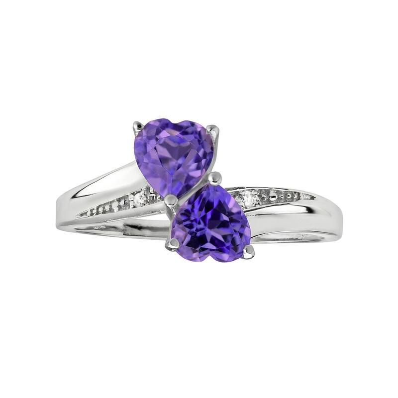 Gemminded レディース アクセサリー リング Gemminded Sterling Silver Amethyst Diamond Accent Heart Bypass Ring Purpl 45,370円