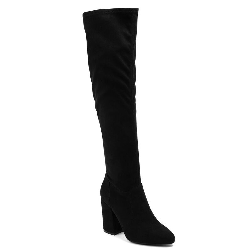 シュガー レディース シューズ ブーツ・レインブーツ ヒール sugar Embassy Womens High Shaft Block Heel Boots Black Micro ブラック
