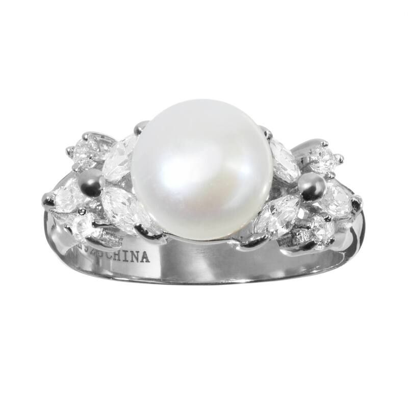 アンブランデッド レディース アクセサリー リング Unbranded Sophie Miller Freshwater Cultured Pearl Cubic Zirconia Sterling