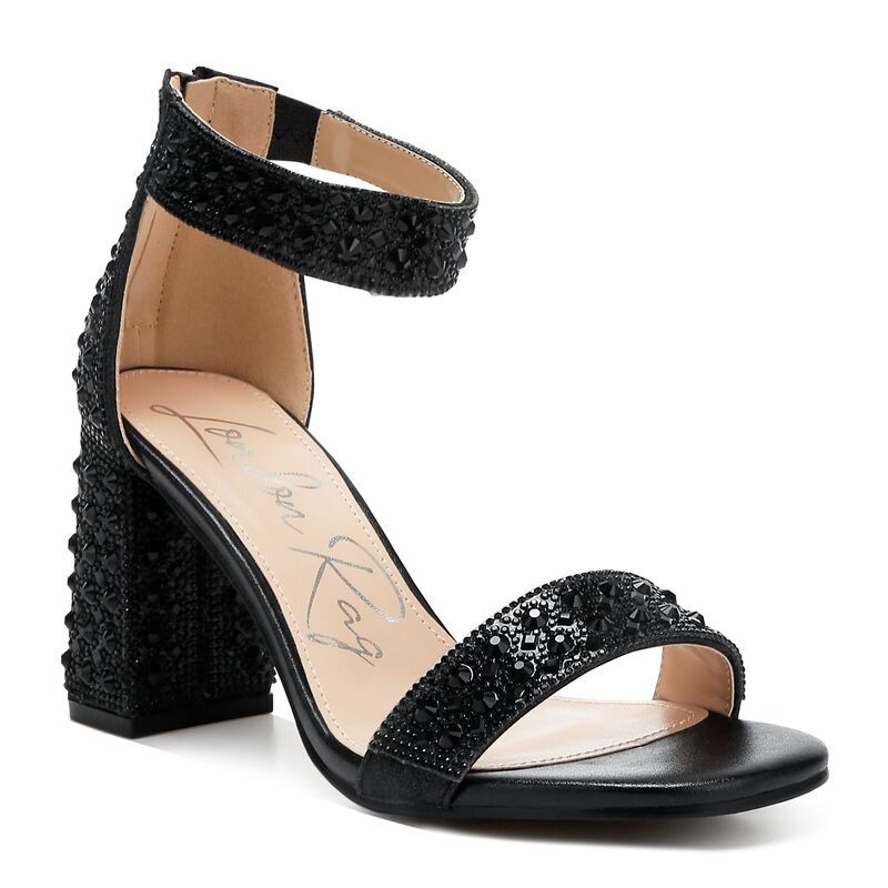 ロンドンラグ レディース シューズ サンダル スパンコール ヒール London Rag Cady Womens Block Heel Rhinestonesequinsandals Black ブラ 13,665円
