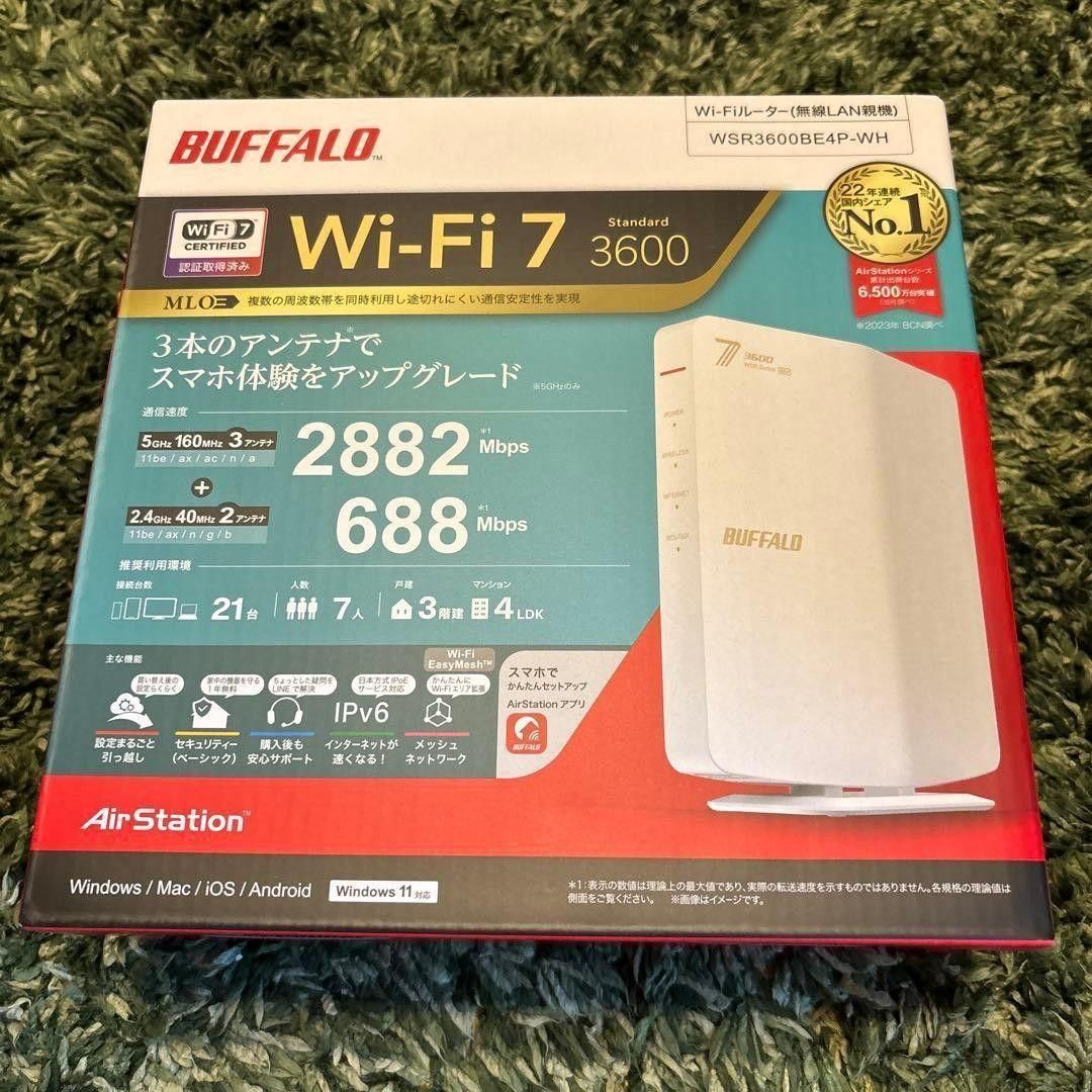 PC周辺機器 BUFFALO Wi-Fi 7 無線LANルーター WSR3600BE4P-WH