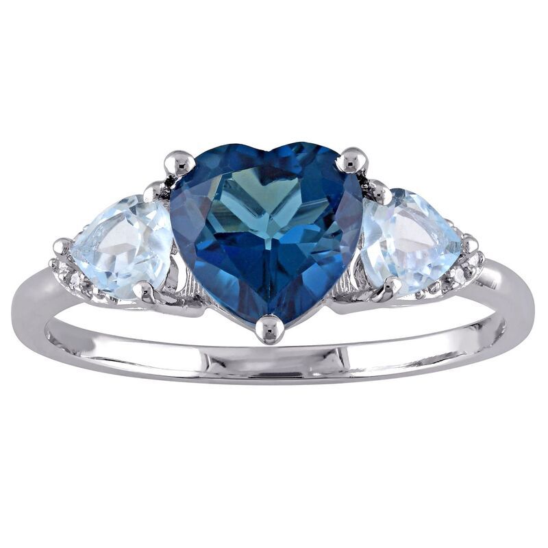ステラ グレース レディース アクセサリー リング Stella Grace Sterling Silver Blue Topaz Diamond Accent Heart 3Stone Ring S