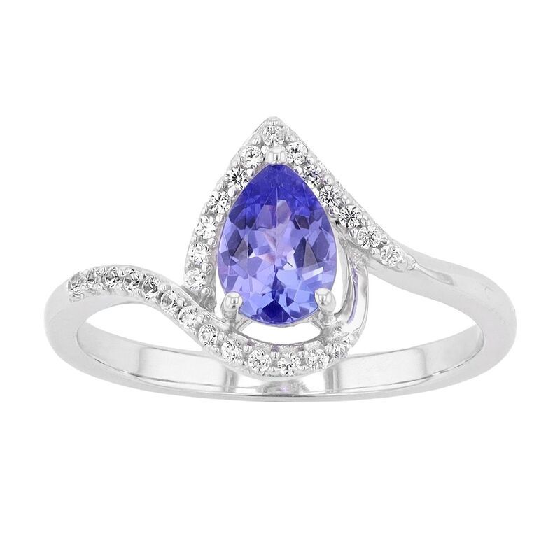 アンブランデッド レディース アクセサリー リング Unbranded Sterling Silver Tanzanite LabCreated White Sapphire Teardrop Rin