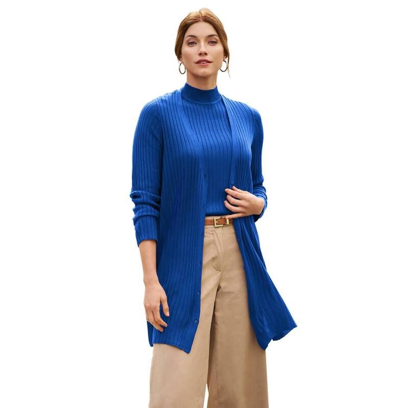ジェシカロンドン レディース アウター ニット・セーター プラスサイズ リブ ミディ カーディガン Jessica London Womens Plusize Ribbed Midi Cardigan