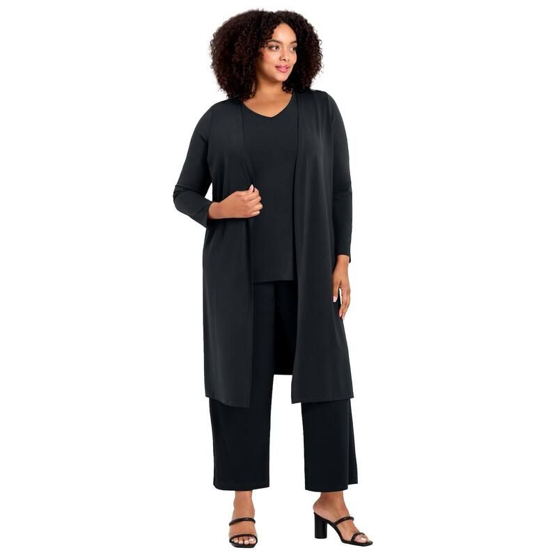 アベニュー レディース アウター ニット・セーター プラスサイズ カーディガン Avenue Womens Plusize Duster Cardigan Black ブラック