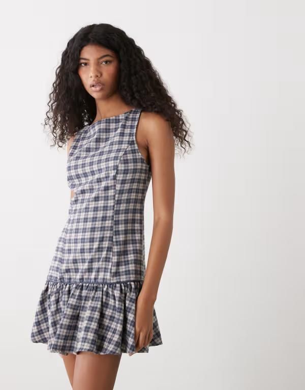 リクレイム ヴィンテージ レディース トップス ワンピース ミニ Reclaimed Vintage mini dress with dropped waist detail plaid Multi