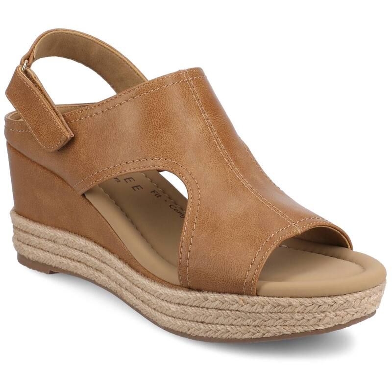 ジャーニー レディース シューズ サンダル アンクル Journee Rayleigh Wedge Ankle Strap Espadrille Womensandals Cognac
