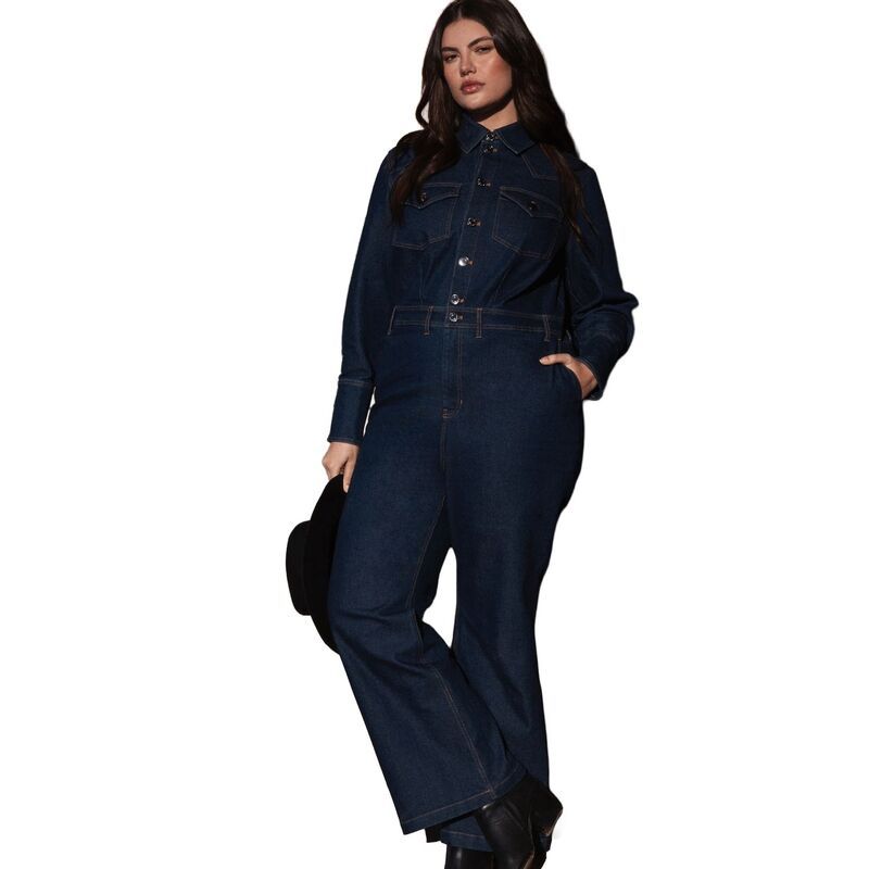 エロクイ レディース トップス ワンピース プラスサイズ デニム ジャンプスーツ ELOQUII Womens Plusize Western Detail Denim Jumpsuit Dark W 21,560円