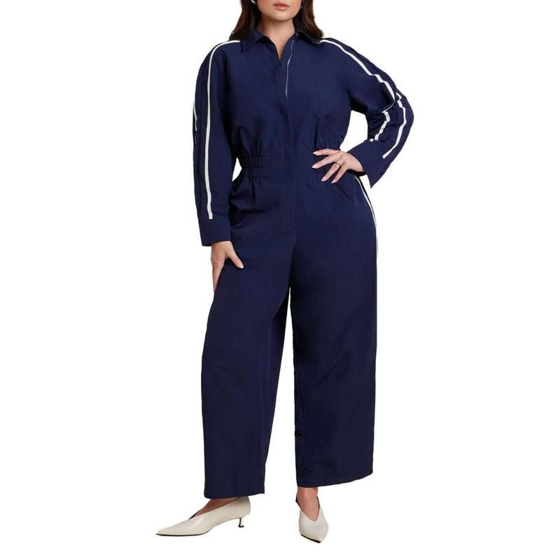 エロクイ レディース トップス ワンピース プラスサイズ ジャンプスーツ ELOQUII Womens Plusize Track Detail Jumpsuit Maritime Blue ブルー
