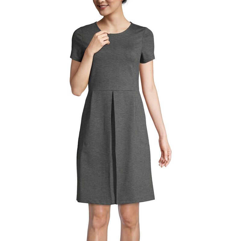 ランズエンド レディース トップス ワンピース ミニ Womens Lands End School Uniform Short Sleeve Ponte Mini Dress Charcoal He