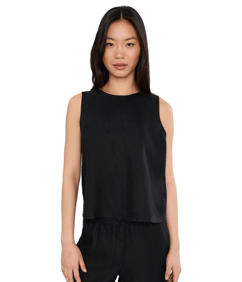 エイリーンフィッシャー レディース トップス シャツ リネン Eileen Fisher Organic Linen Round Neck Shell Black ブラック