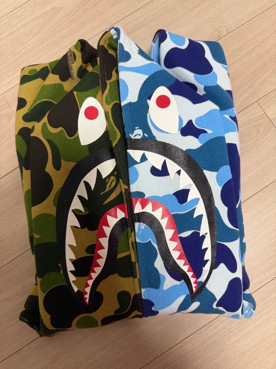 キッズ サイズ 150 A BATHING APE アベイシングエイプ シャーク 半々 WHO ジップアップ イェロー/ブルーカモ 27,437円
