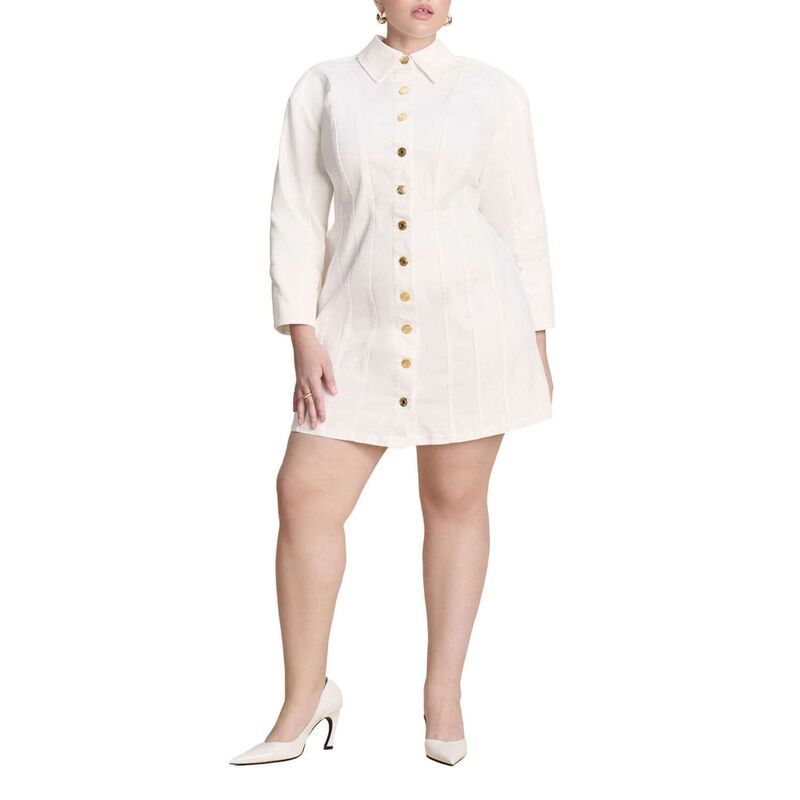 エロクイ レディース トップス ワンピース プラスサイズ ミニ デニム ELOQUII Womens Plusize Corset Detail Denimini Dress White Wash ホ 20,985円