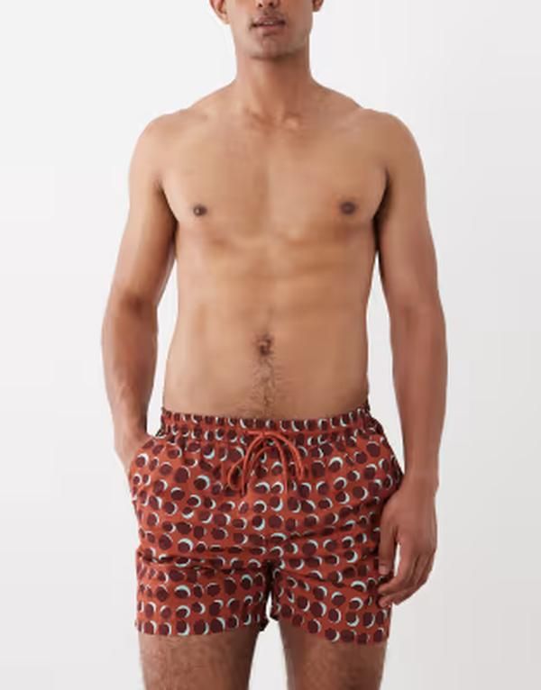 サウスビーチ メンズ 水着 ハーフパンツ・ショーツ プリント ショートパンツ South Beach geo print swim shorts multi Brown Multi ブラウン