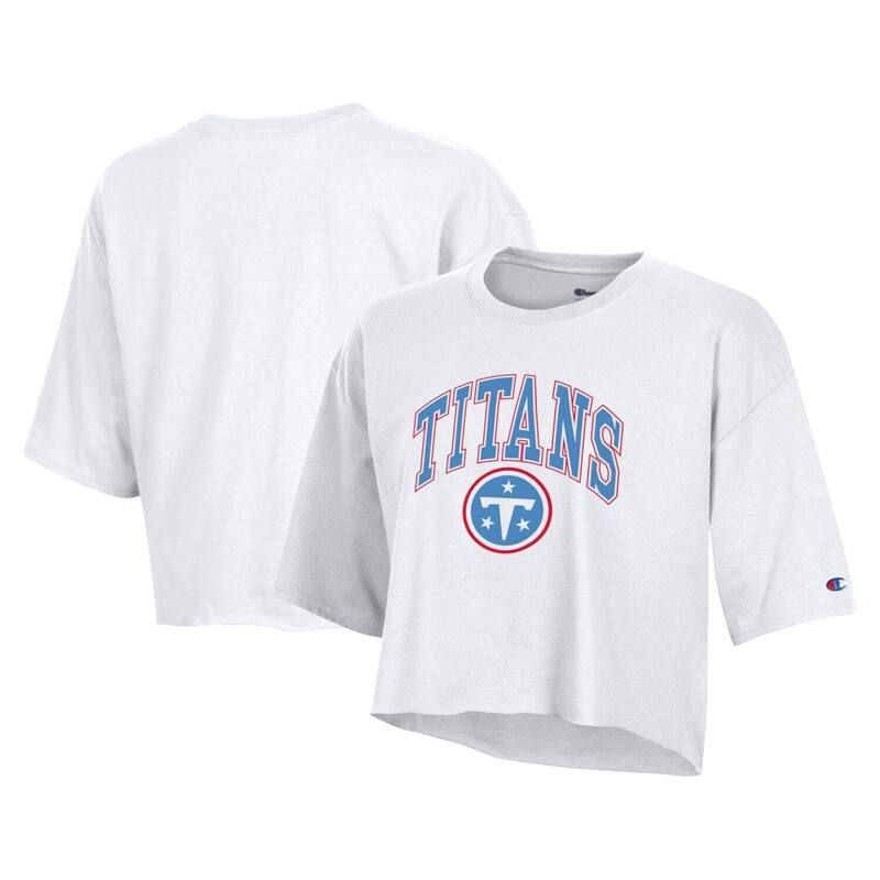 チャンピオン レディース トップス Tシャツ クロップド Womens Champion Whitennessee Titans Boyfriend Cropped TShirttn White ホワ