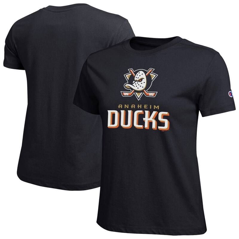 チャンピオン レディース トップス Tシャツ Womens Champion Black Anaheim Ducks Wordmark Lockup TShirt Dks Black ブラック
