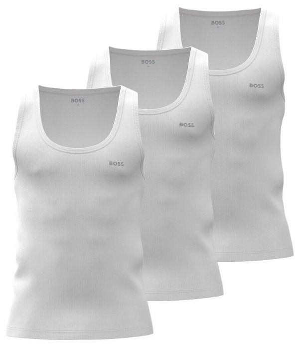 ヒューゴボス メンズ トップス Tシャツ クルーネック Hugo Boss Crew Neck Rib Under Tank Tops 3Pack White ホワイト