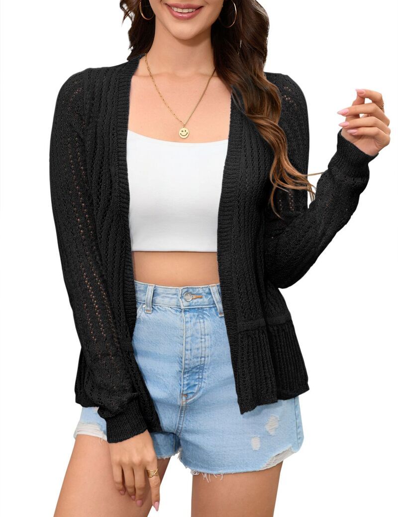 マキシスマーチ レディース アウター ニット・セーター フリル カーディガン クロップド Maxxis Merch Womens Cropped Cardigan Ruffle Sleeve Croc