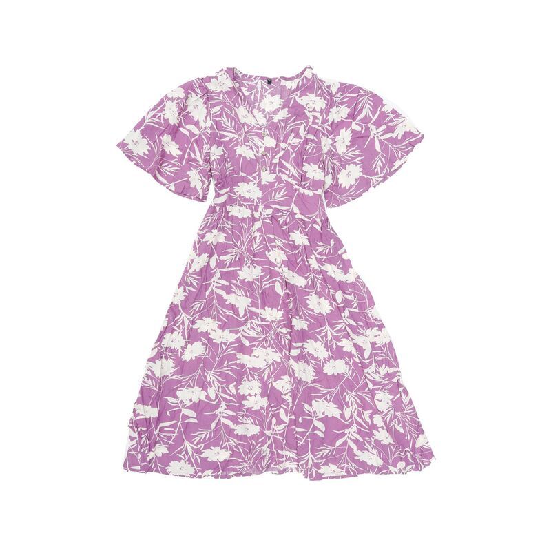 インスパイア シック レディース トップス ワンピース Vネック A ライン フラワー柄 フリル ミディ フラワー INSPIRE CHIC Floral Midi Dress for Womens